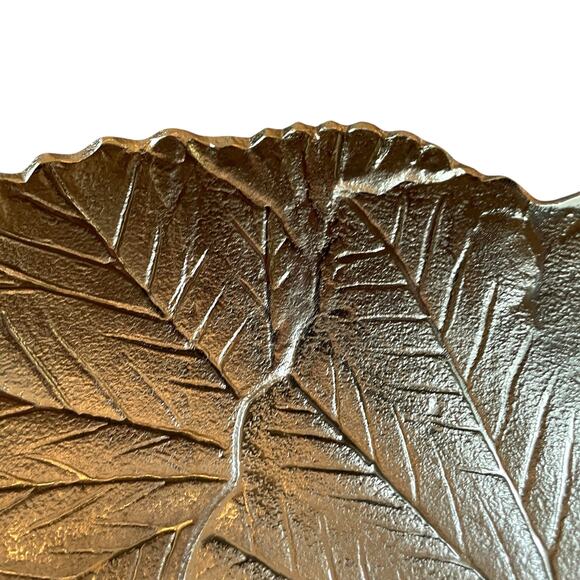 Acorn & Oak Gold Leaf Bowl 11in Metal Made in India NEW - Picture 3 of 14